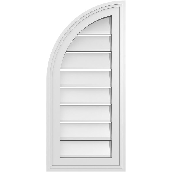 Ekena Millwork Quarter Round Top Left Surface Mount PVC Gable Vent w/ 2"W x 1-1/2"P Brickmould Frame, 12"W x 26"H GVPQL12X2602SF - main